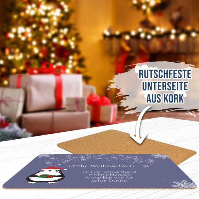 Platzset mit Wunschtext - Frohe Weihnachten - mit 4 Textzeilen personalisierbar