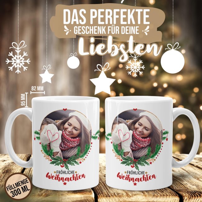 Weihnachtstasse mit Foto selbst gestalten - Frohe Weihnachten