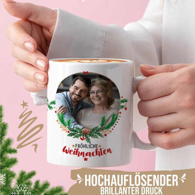 Weihnachtstasse mit Foto selbst gestalten - Frohe Weihnachten