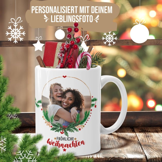 Weihnachtstasse mit Foto selbst gestalten - Frohe Weihnachten