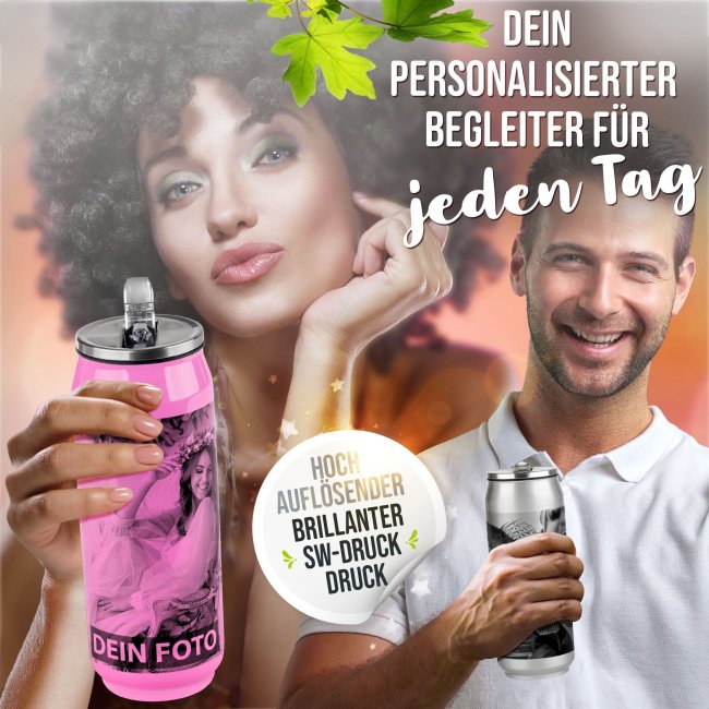Trinkflasche aus Edelstahl individuell mit Foto und Text - verschiedene Farben, 420 ml