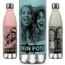 Farbige Edelstahl-Trinkflasche mit Foto und Text...