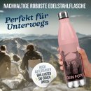 Farbige Edelstahl-Trinkflasche mit Foto und Text...
