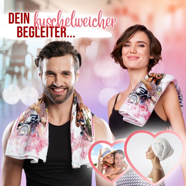 Handtuch personalisieren - Lieblingsmensch - mit Foto - in zwei Gr&ouml;&szlig;en