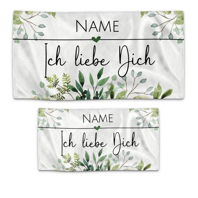 Handtuch personalisieren - Ich liebe dich - mit Name - in zwei Gr&ouml;&szlig;en