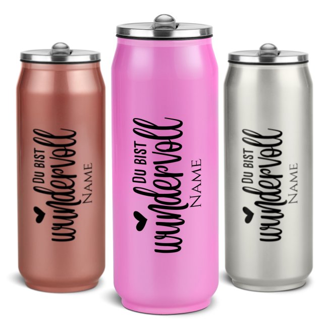 Trinkflasche aus Edelstahl - Du bist wundervoll - mit Name - verschiedene Farben, 420 ml