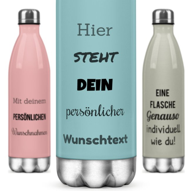 Trinkflasche aus Edelstahl mit Text selbst gestalten - verschiedene Farben, 500 ml