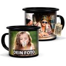 Emaille-Tasse in schwarz selbst gestalten - verschiedene...