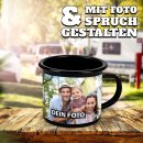 Emaille-Tasse in schwarz selbst gestalten - verschiedene...