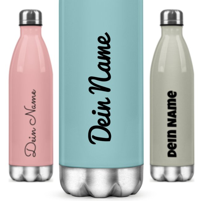 Trinkflasche aus Edelstahl - mit Name selbst gestalten - verschiedene Farben, 500 ml
