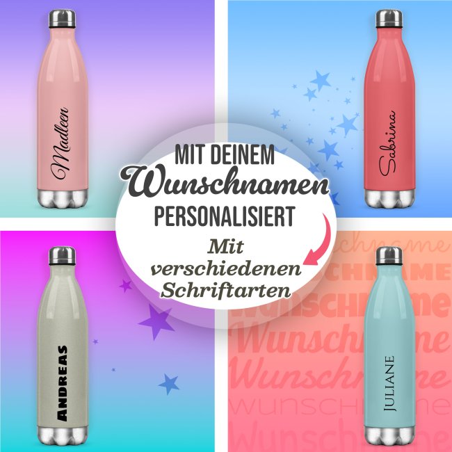 Trinkflasche aus Edelstahl - mit Name selbst gestalten - Hellblau, 500 ml