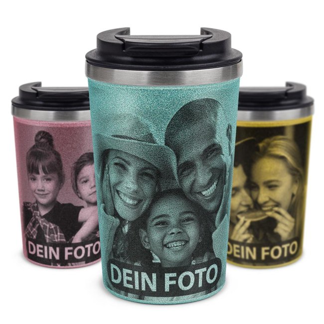 Edelstahlbecher mit Glitzereffekt - 350 ml - in 4 Farben