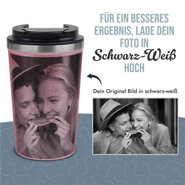 Edelstahlbecher mit Glitzereffekt - 350 ml - in 4 Farben