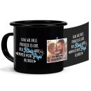 Schwarze Emaille-Tasse f&uuml;r Papa von Tochter - Papa...