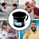 Emaille-Tasse schwarz f&uuml;r Papa - Starkes Team - mit...