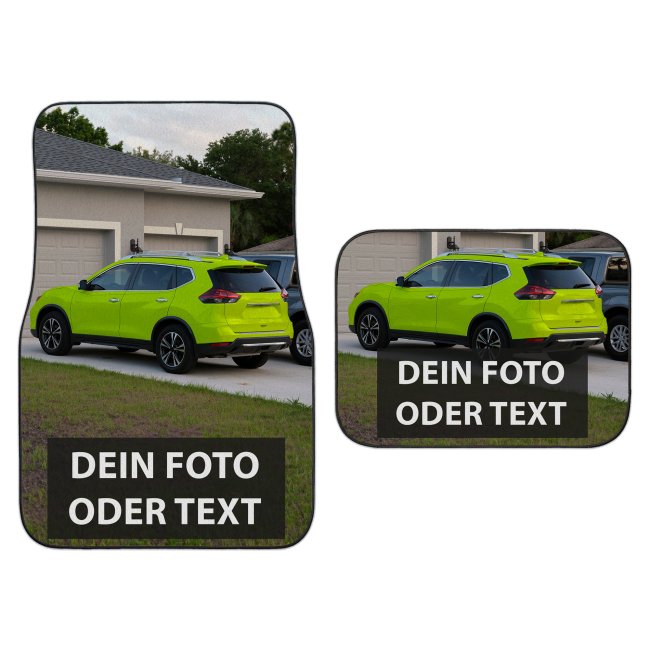 Auto-Fu&szlig;matte selbst gestalten - mit Text und/oder Foto - 2 Gr&ouml;&szlig;en f&uuml;r vorne und hinten