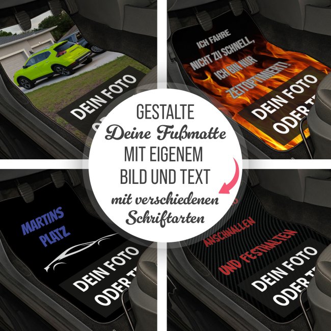 Auto-Fu&szlig;matte f&uuml;r vorne - mit Text, Foto oder Logo selbst gestalten