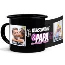 Emaille-Tasse schwarz f&uuml;r Papa von der Tochter -...