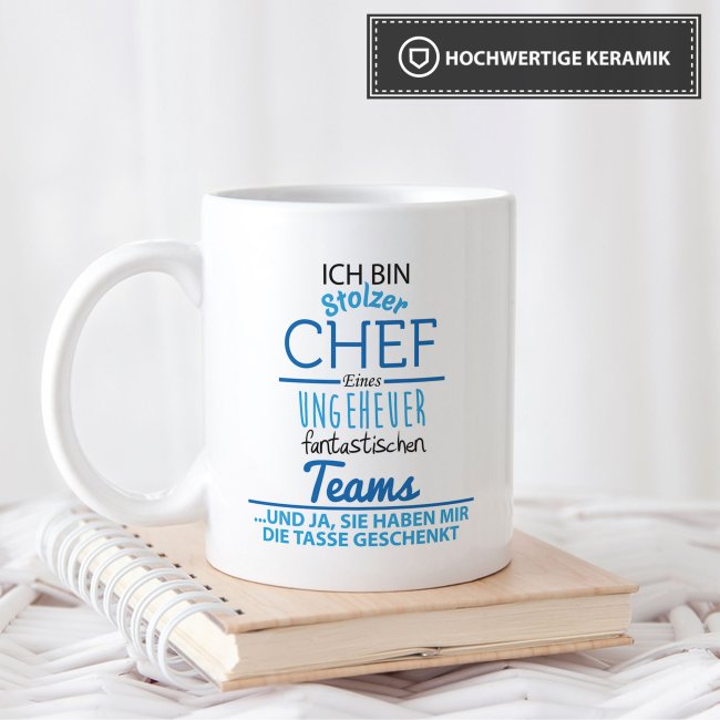 Tasse Stolzer Chef - Keramik Wei&szlig;