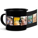 Schwarze Tasse aus Emaille mit Fotocollage gestalten