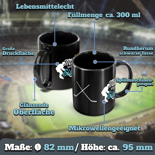 Schwarze Tasse mit Spruch - Echte M&auml;nner spielen Eishockey
