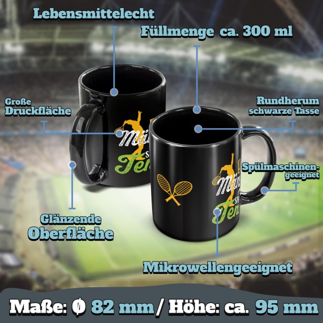 Schwarze Tasse mit Spruch - Echte M&auml;nner spielen Tennis