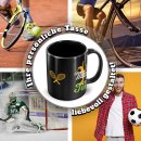 Schwarze Tasse mit Spruch - Echte M&auml;nner spielen Tennis