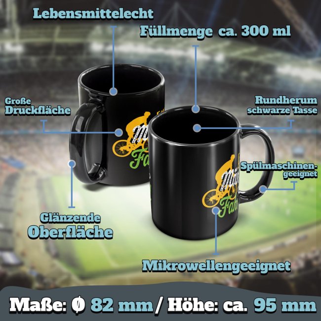 Schwarze Tasse mit Spruch - Echte M&auml;nner fahren Fahrrad