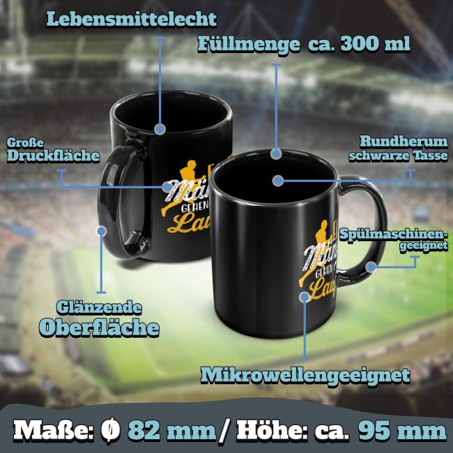 Schwarze Tasse mit Spruch - Echte M&auml;nner gehen Laufen