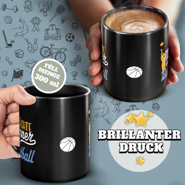 Schwarze Tasse mit Spruch - Echte M&auml;nner spielen Basketball