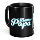 Schwarze Tasse - Bester Papa - mit drei Fotos