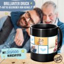 Schwarze Tasse - Bester Papa - mit drei Fotos