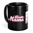 Tasse schwarz selbst gestalten - Beste Mama - mit drei Fotos