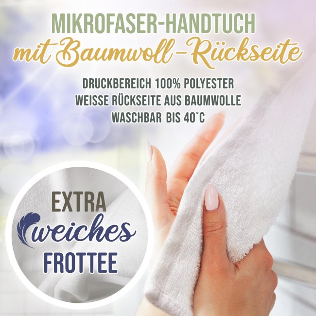 Personalisiertes Handtuch - mit Foto und Name - Feucht Fr&ouml;hlich - in zwei Gr&ouml;&szlig;en