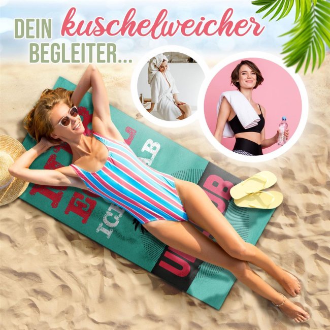 Handtuch mit Spruch - Mir egal, ich hab Urlaub - 2 Gr&ouml;&szlig;en