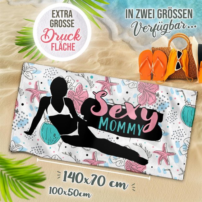 Handtuch f&uuml;r Frauen mit Spruch - Sexy Mommy - in 2 Gr&ouml;&szlig;en erh&auml;ltlich