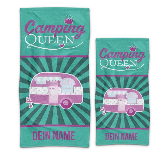 Handtuch f&uuml;r Camper mit Name personalisieren - Camping Queen