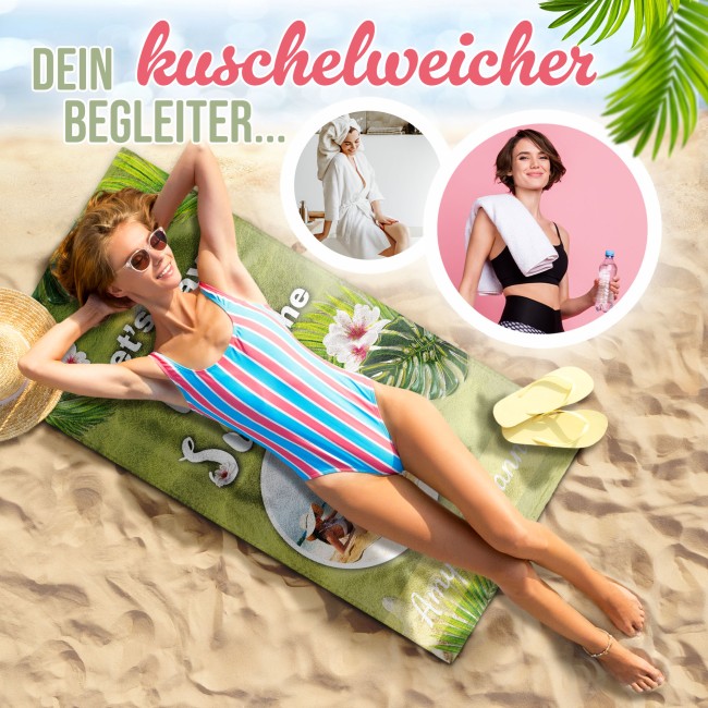 Personalisiertes Handtuch - mit Foto und Text - Have Fun in the Sun - 2 Gr&ouml;&szlig;en