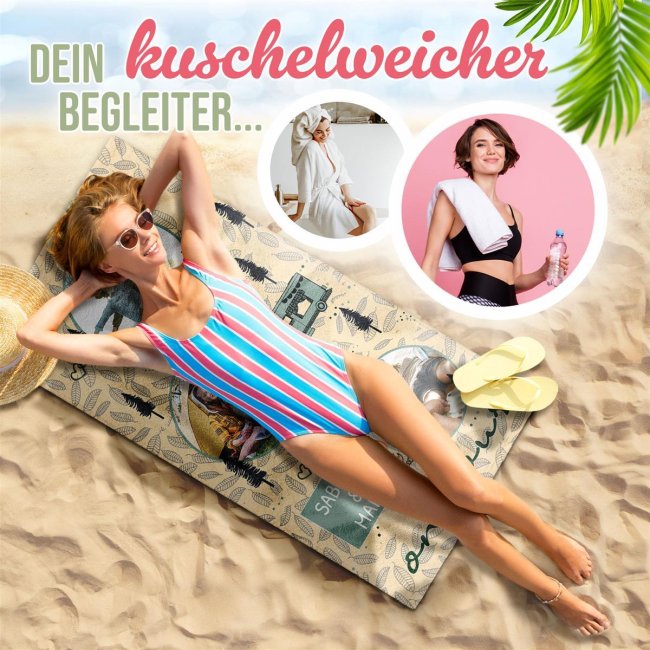 Badetuch - On Tour - mit Fotos und Namen personalisieren - 140 x 70 cm