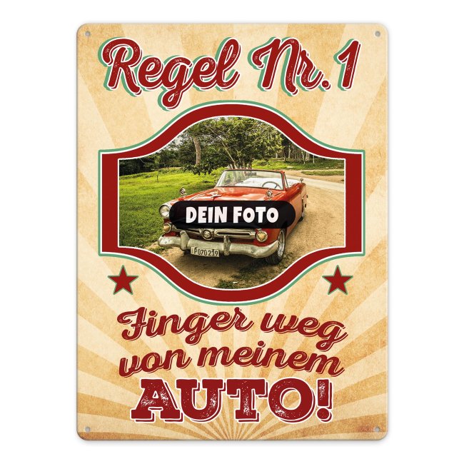 Auto-Blechschild mit Foto gestalten - Finger weg von meinem Auto