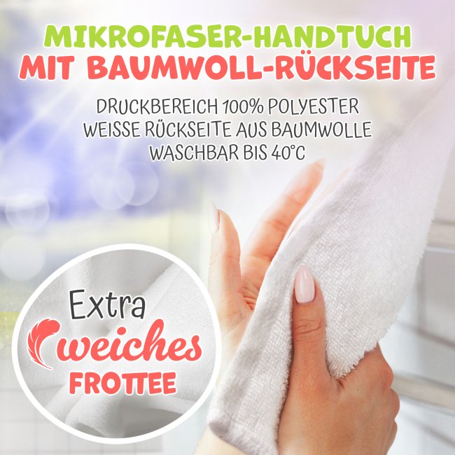 Handtuch f&uuml;r M&auml;dchen - mit Foto und Name - Herz rosa