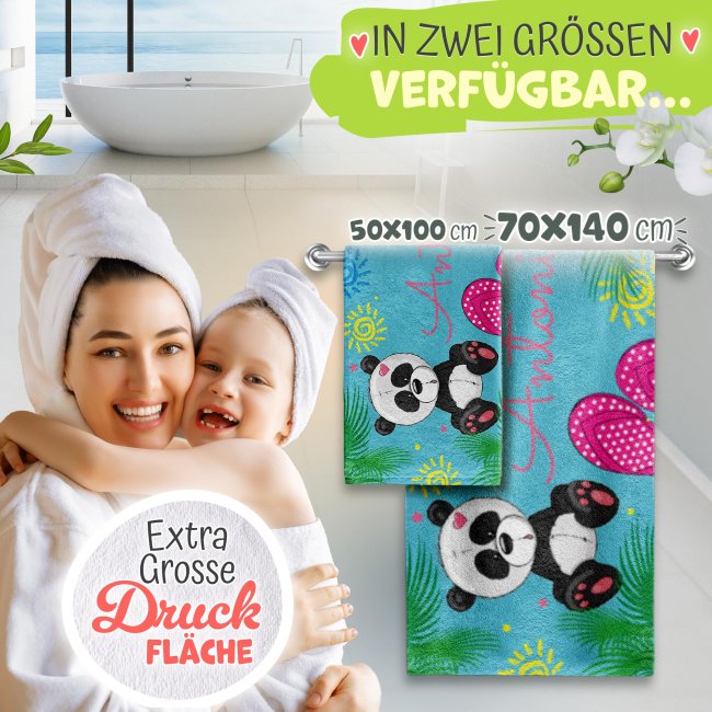 Kinder-Handtuch mit Name personalisieren - Panda