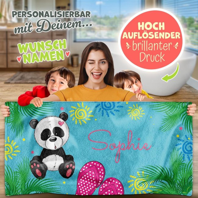 Kinder-Handtuch mit Name personalisieren - Panda