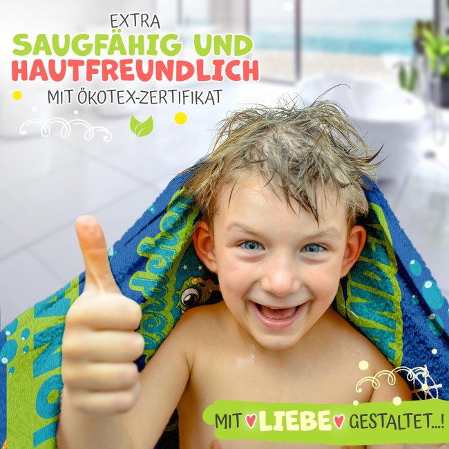 Handtuch f&uuml;r Jungen - Seepferdchen bestanden - mit Name - 100 x 50 cm