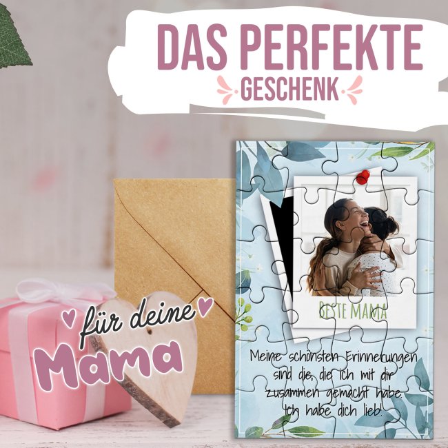 Foto-Puzzle mit pers&ouml;nlicher Botschaft und Foto selbst gestalten - Beste Mama - 24 Teile inkl. Umschlag