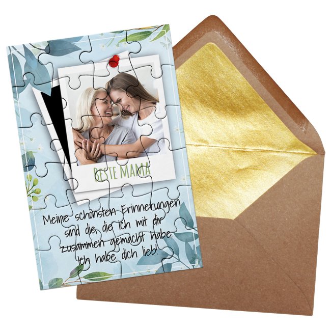 Foto-Puzzle mit persönlicher Botschaft und Foto selbst gestalten - Beste Mama - 24 Teile inkl. Umschlag