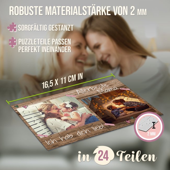 Foto-Puzzle - Allerbeste Mama - mit zwei Fotos gestalten - 24 Teile inkl. Umschlag