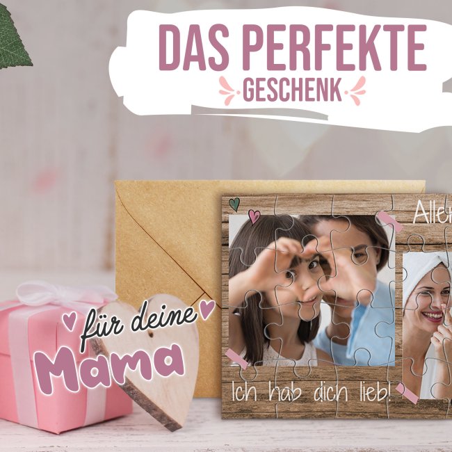 Foto-Puzzle - Allerbeste Mama - mit zwei Fotos gestalten - 24 Teile inkl. Umschlag
