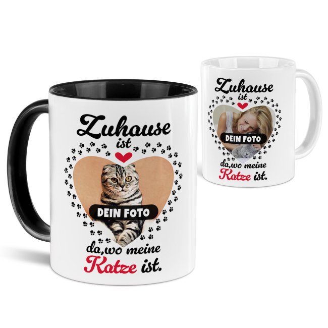 Katzen-Tasse mit Foto selbst gestalten - Zuhause ist da, wo meine Katze ist