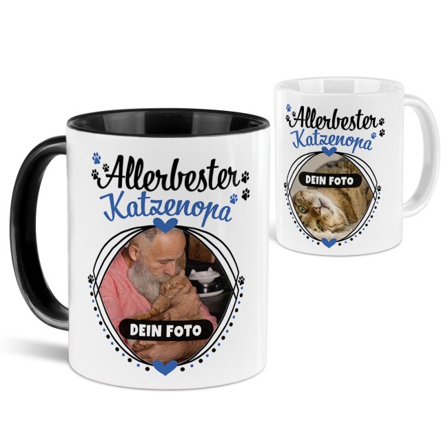 Tasse mit Spruch - Allerbester Katzenopa - mit Foto gestalten